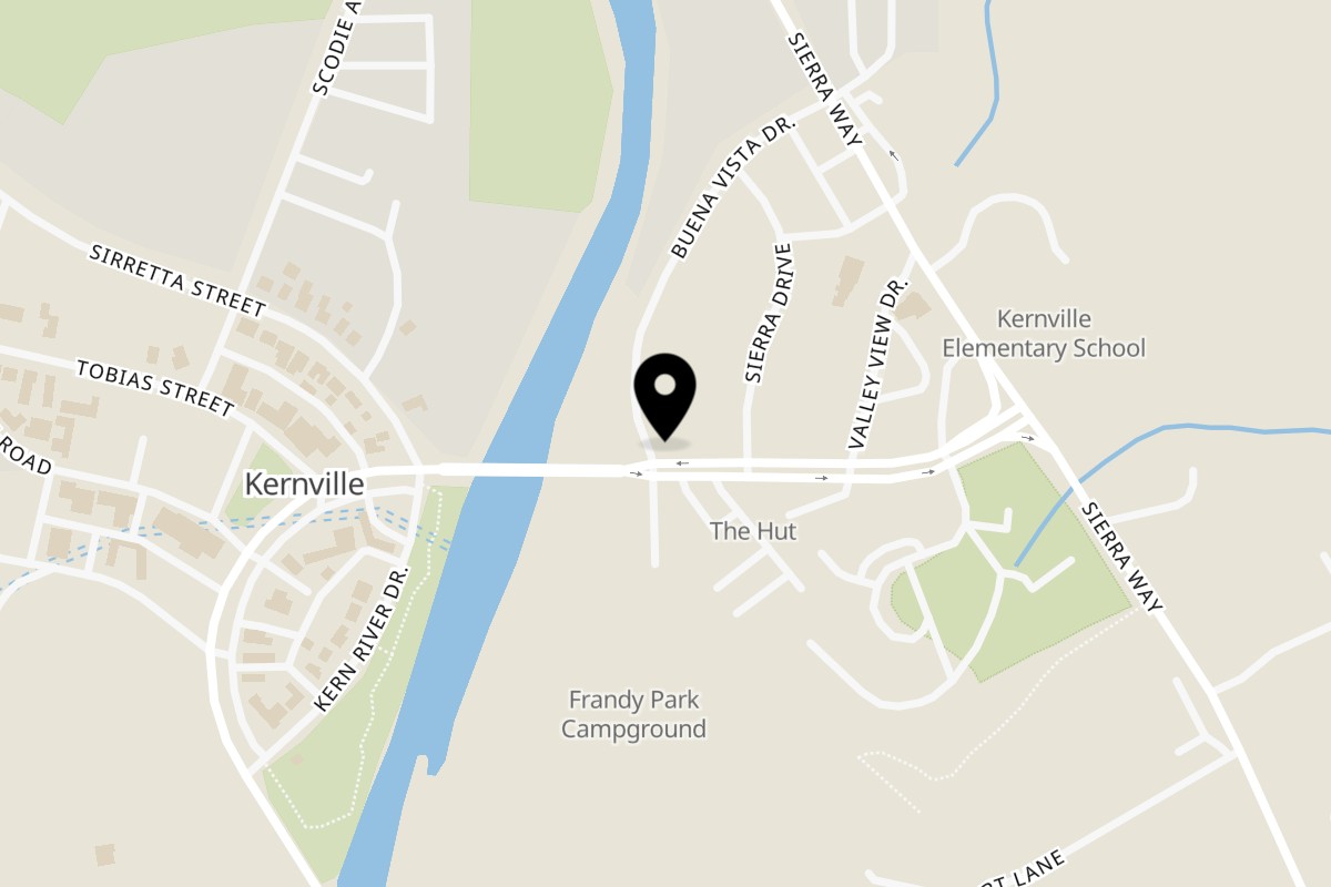 Map showing the location of McNally's Outpost on 11301 Kernville Rd Suite C in Kernville
